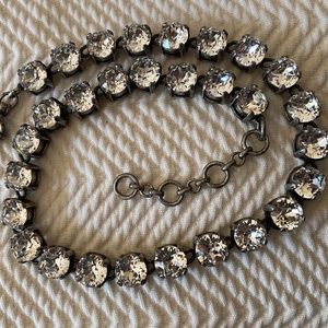 J. Crew Martha Swarovski Crystal rivière short statement necklace gun metal $165